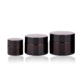 5 set of amber round glass jar cosmetic jar with black lid amber glass cream jar